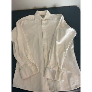 T.M. Lewin Men's White  Slim Fit Two-Fold Cotton Dress Shirt Flip Cuff 16-35